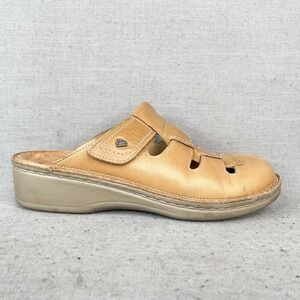 Finn Comfort Shoes Womens 38 D 7.5 Wide Clogs Sandals Tan Leather Comfort SlipOn